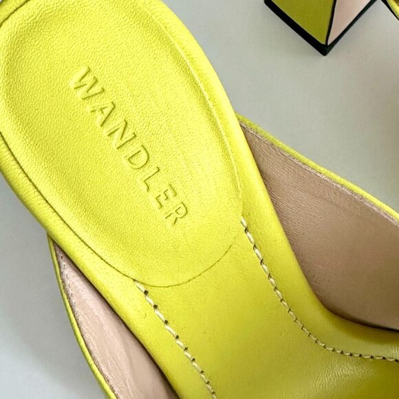NEW WANDLER Leather Cut-Out Open Toe Mules in Lemon Lime Size 38 US 8 - Picture 7 of 13